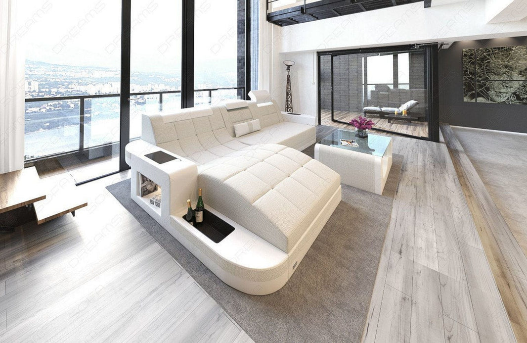 Couch Wave L Form in Stoff
