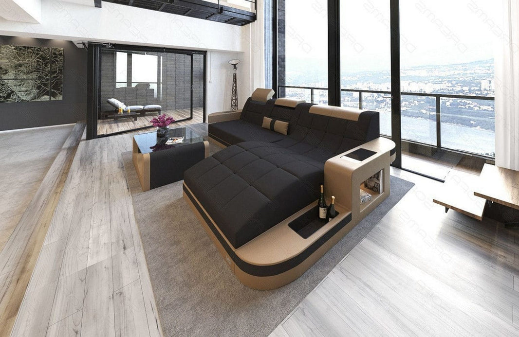 Couch Wave L-Form in Stoff