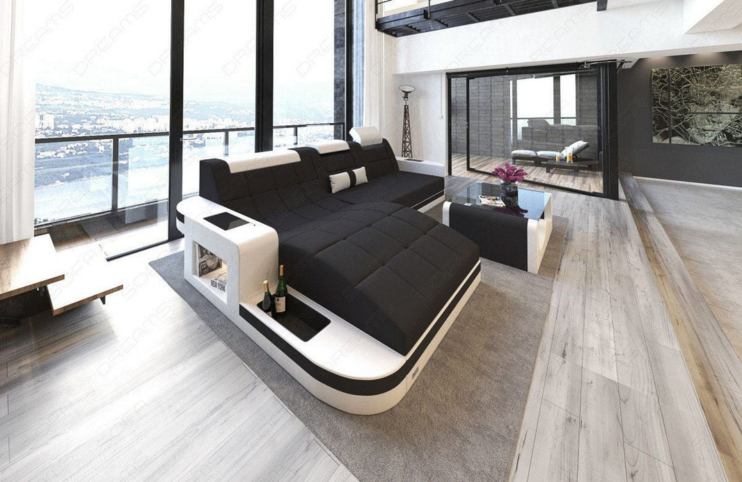 Couch Wave L Form in Stoff