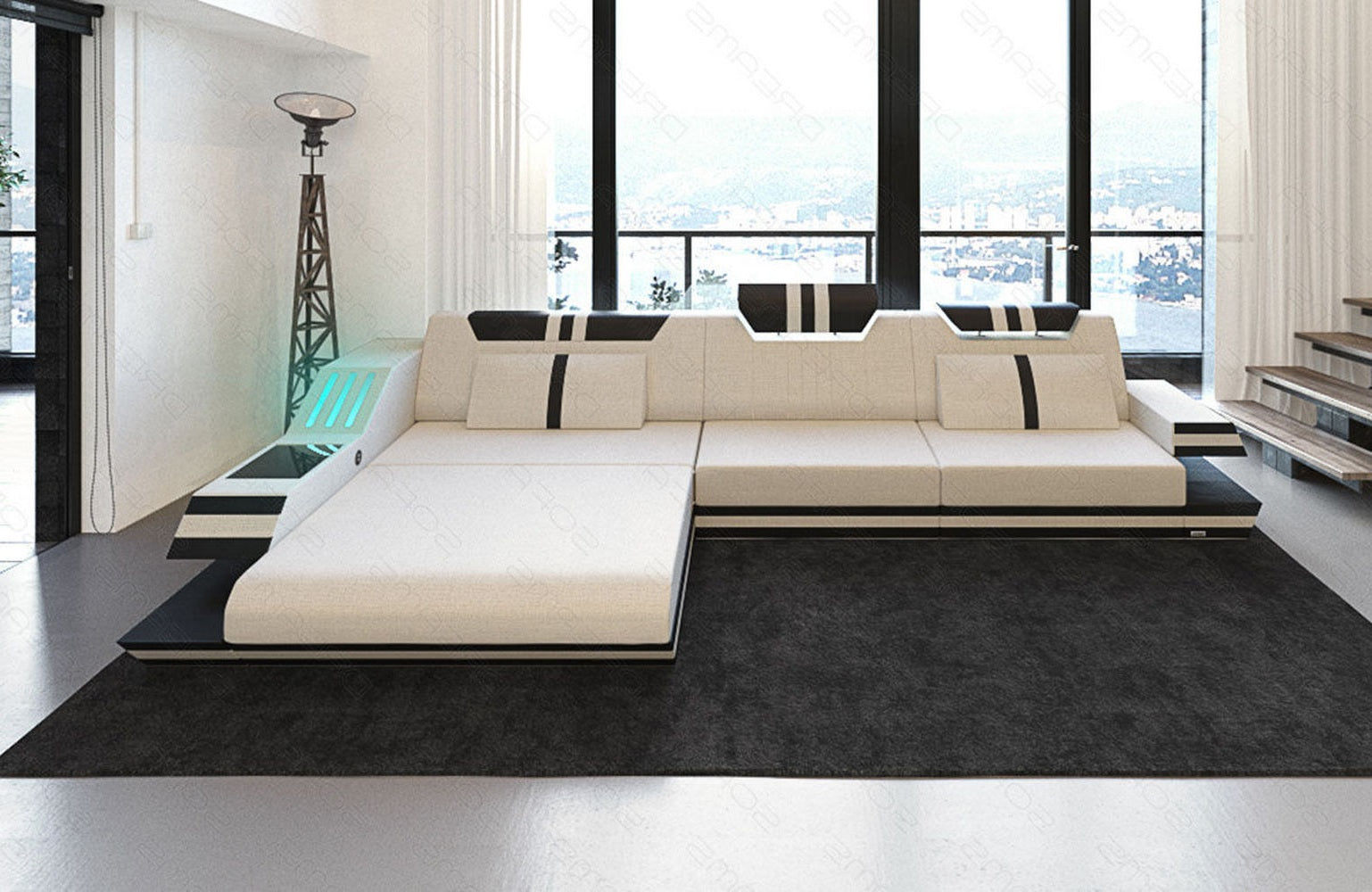 Polstersofa Materialmix Ravenna L-Form LED