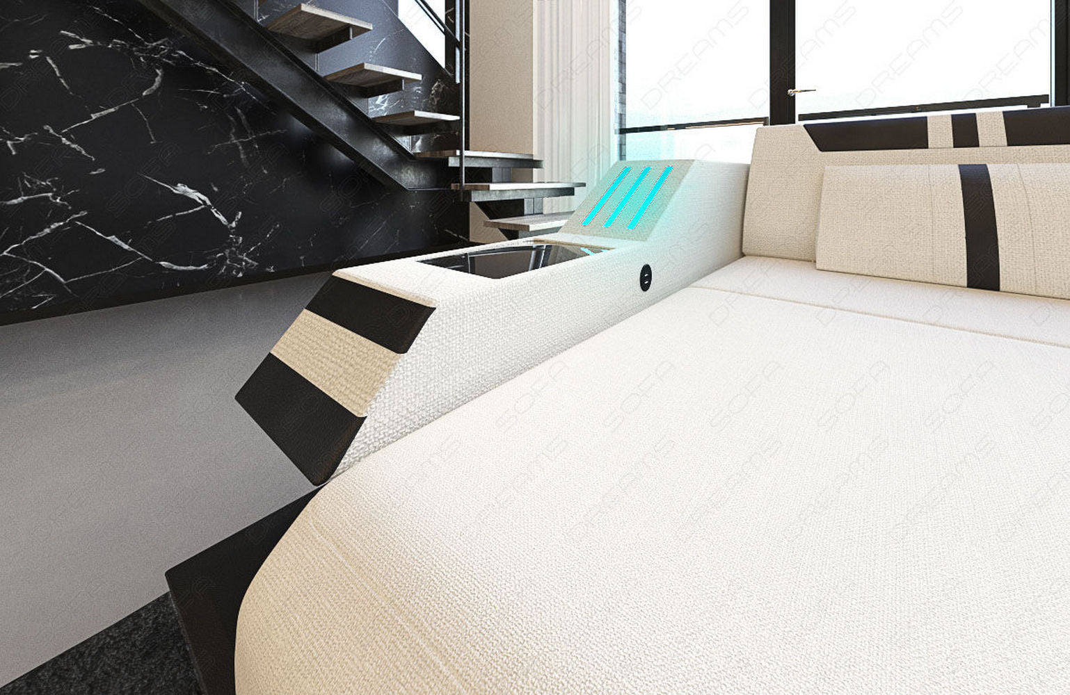 Polstersofa Materialmix Ravenna L-Form LED