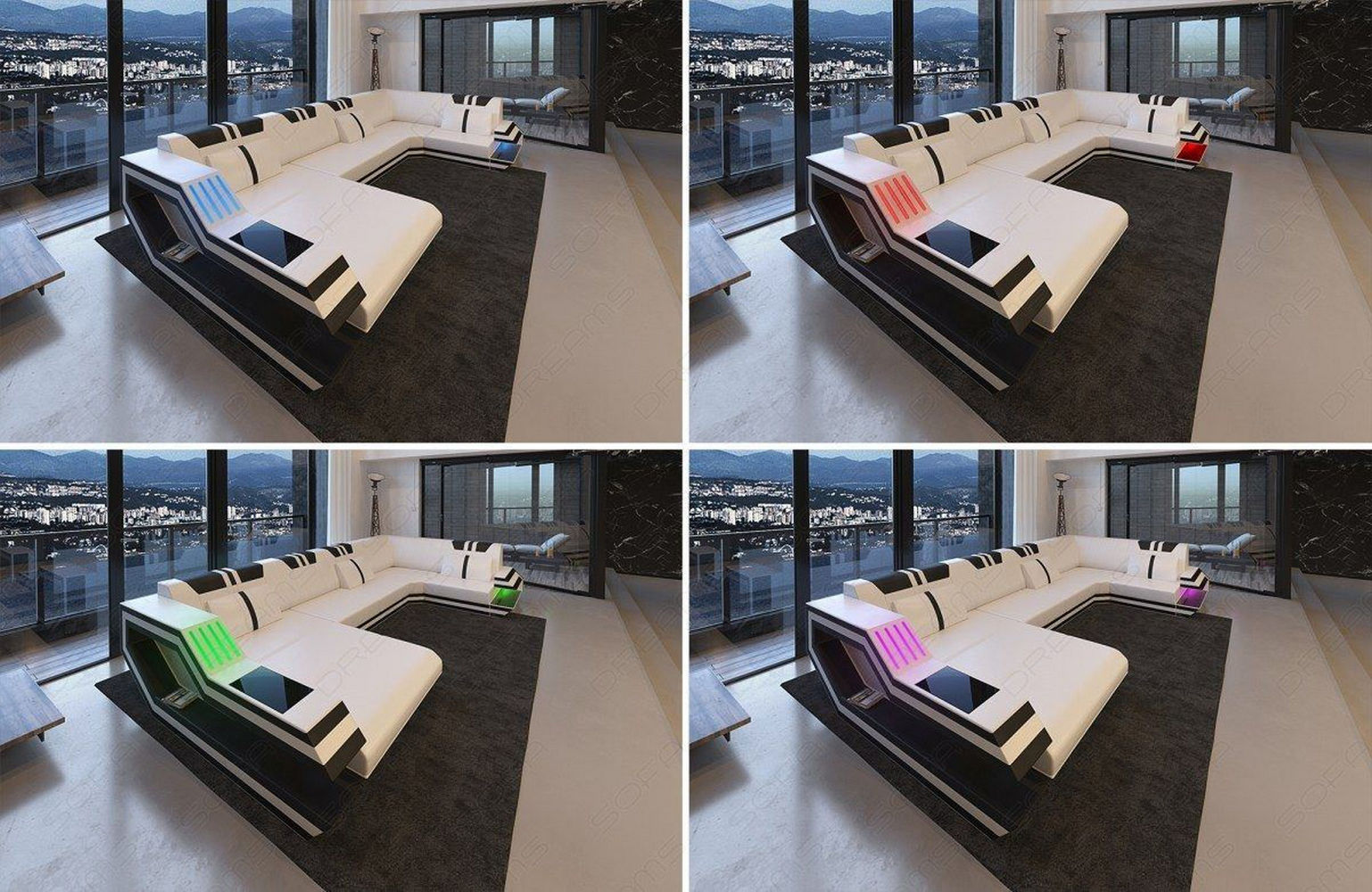 Polstersofa Materialmix Ravenna L-Form LED