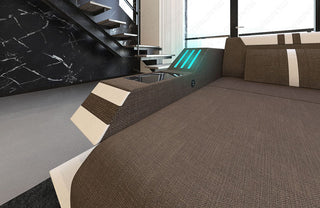 Stoff Ecksofa Ravenna L-Form Braun-Weiß