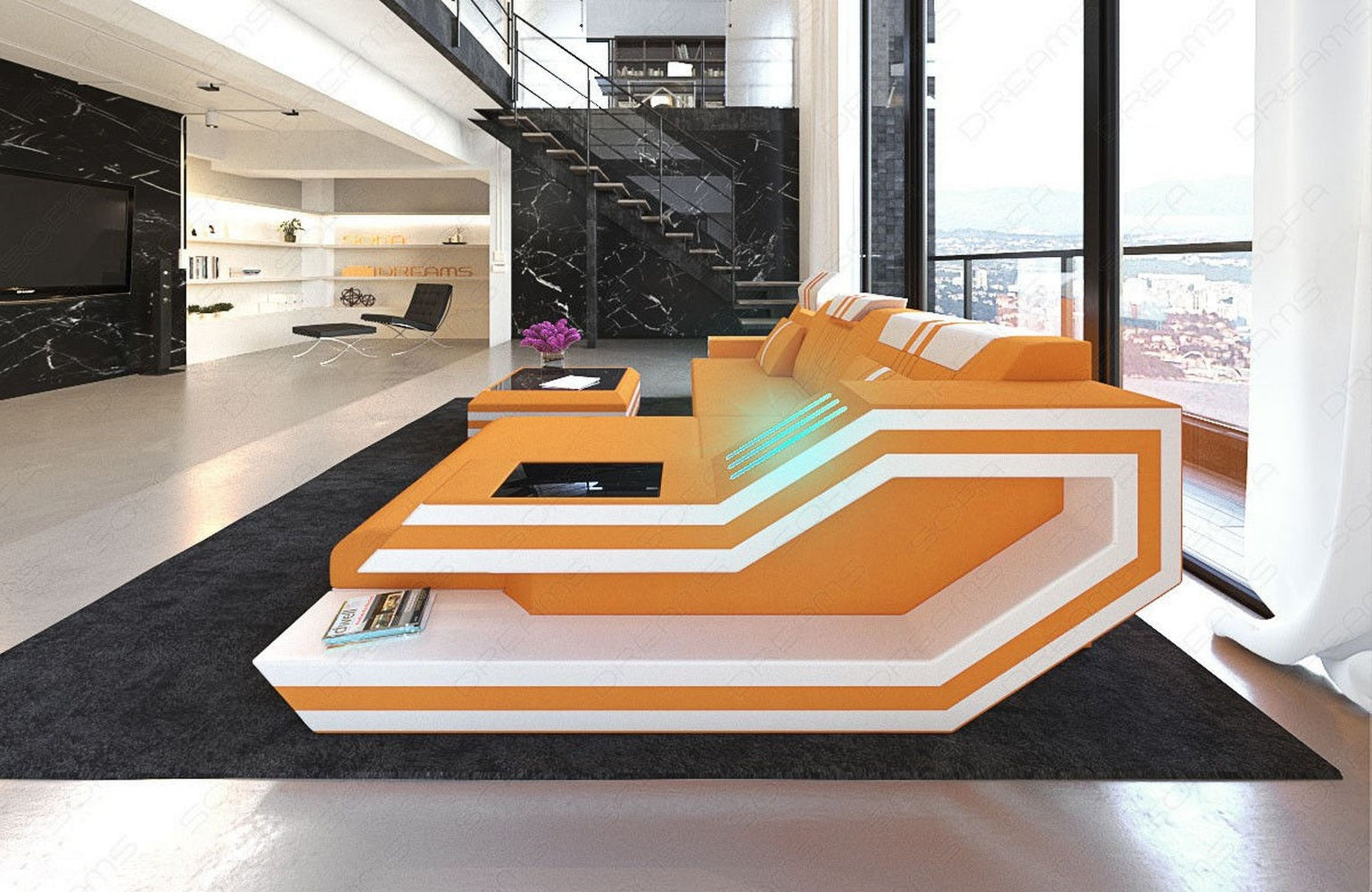 Polstersofa Materialmix Ravenna L-Form LED