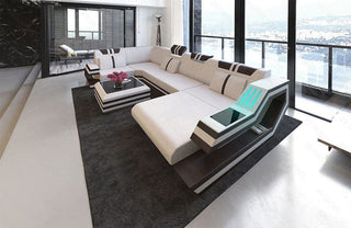 Couchlandschaft Ravenna U-Form in Stoff Macchiato-Schwarz