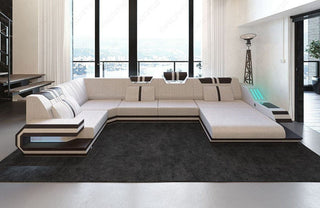 Couchlandschaft Ravenna U-Form in Stoff Macchiato-Schwarz