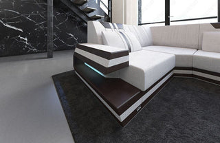 Couchlandschaft Ravenna U-Form in Stoff Macchiato-Schwarz