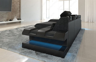 Stoff Ecksofa Apollonia L-Form Schwarzgrau-Schwarz