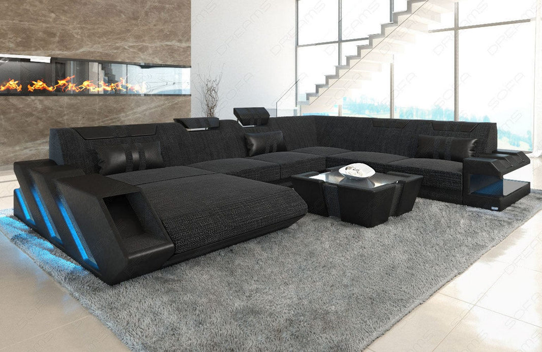 XXL Stoff Wohnlandschaft Apollonia U-Form