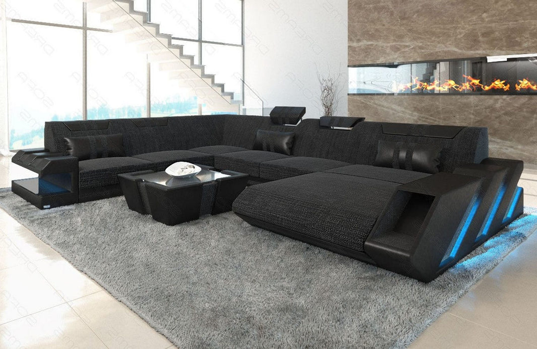 XXL Stoff Wohnlandschaft Apollonia U-Form