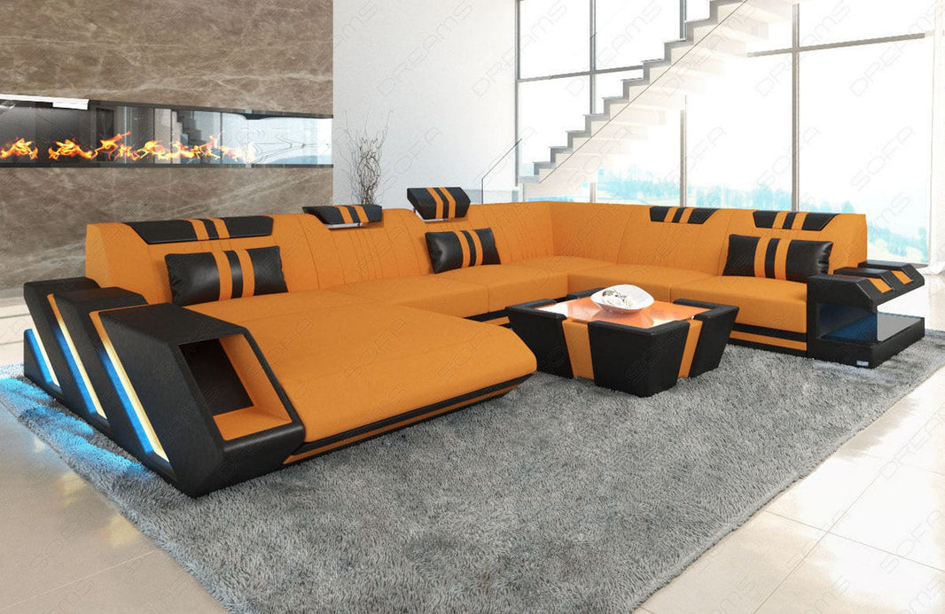 XXL Stoff Wohnlandschaft Apollonia U-Form