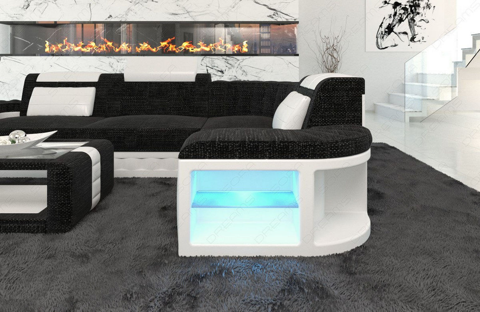 Sofa Bergamo mit Stoffbezug – Modern & Komfortabel Dunkelgrau-Weiß