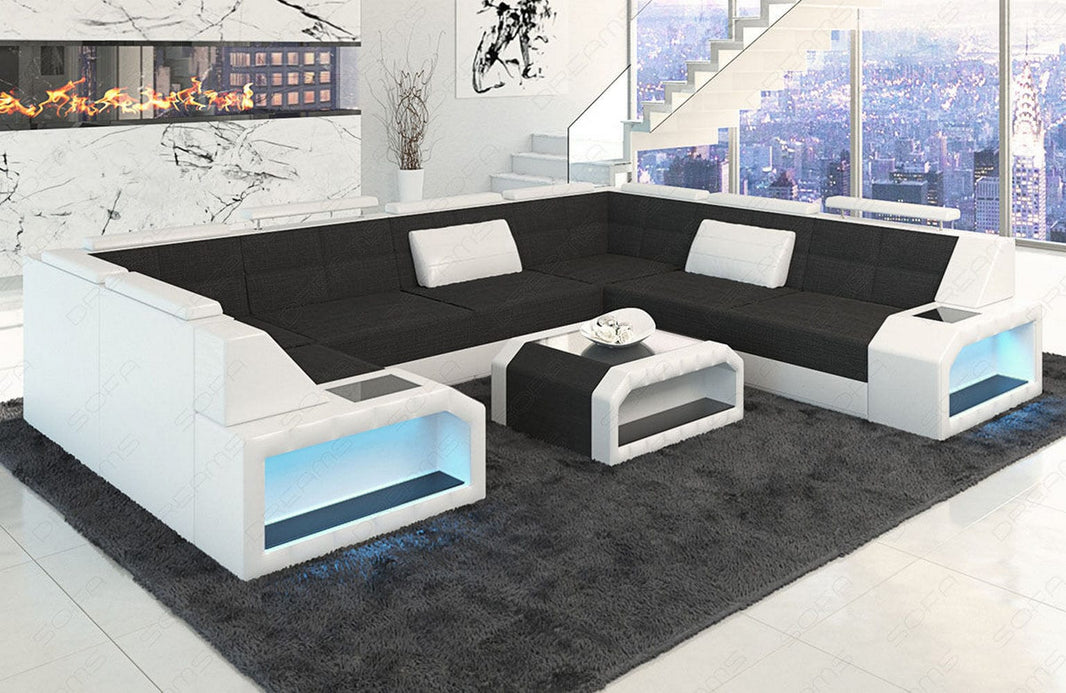 Wohnlandschaft Pesaro U-Form aus Stoff