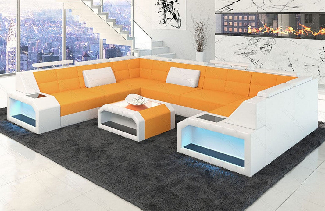 Wohnlandschaft Pesaro U-Form aus Stoff