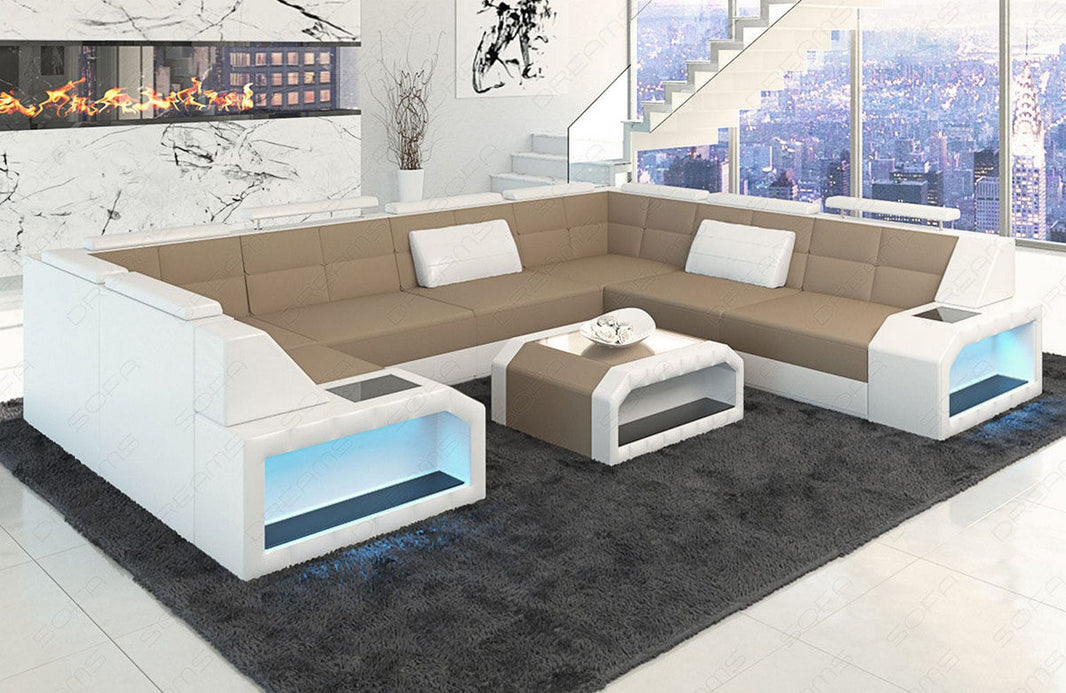 Wohnlandschaft Pesaro U-Form aus Stoff