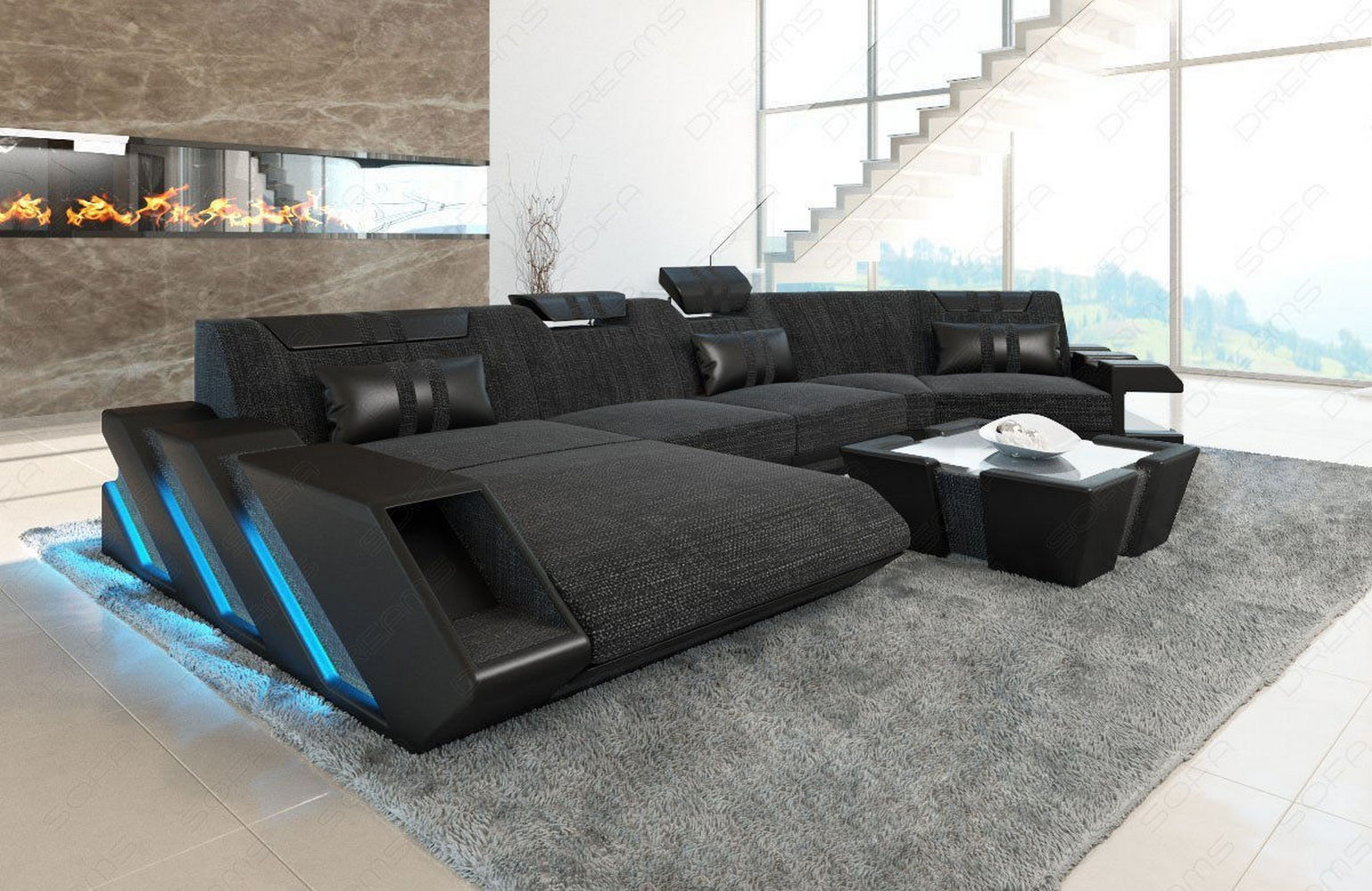Stoff Wohnlandschaft Apollonia C-Form