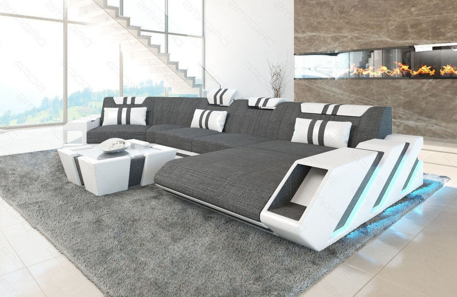 Stoff Wohnlandschaft Apollonia C-Form
