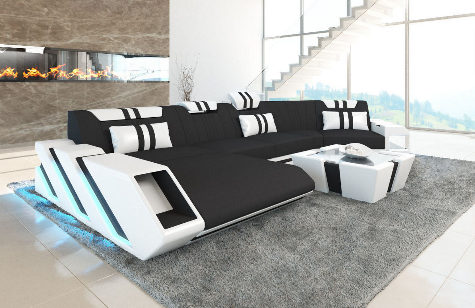 Stoff Wohnlandschaft Apollonia C-Form