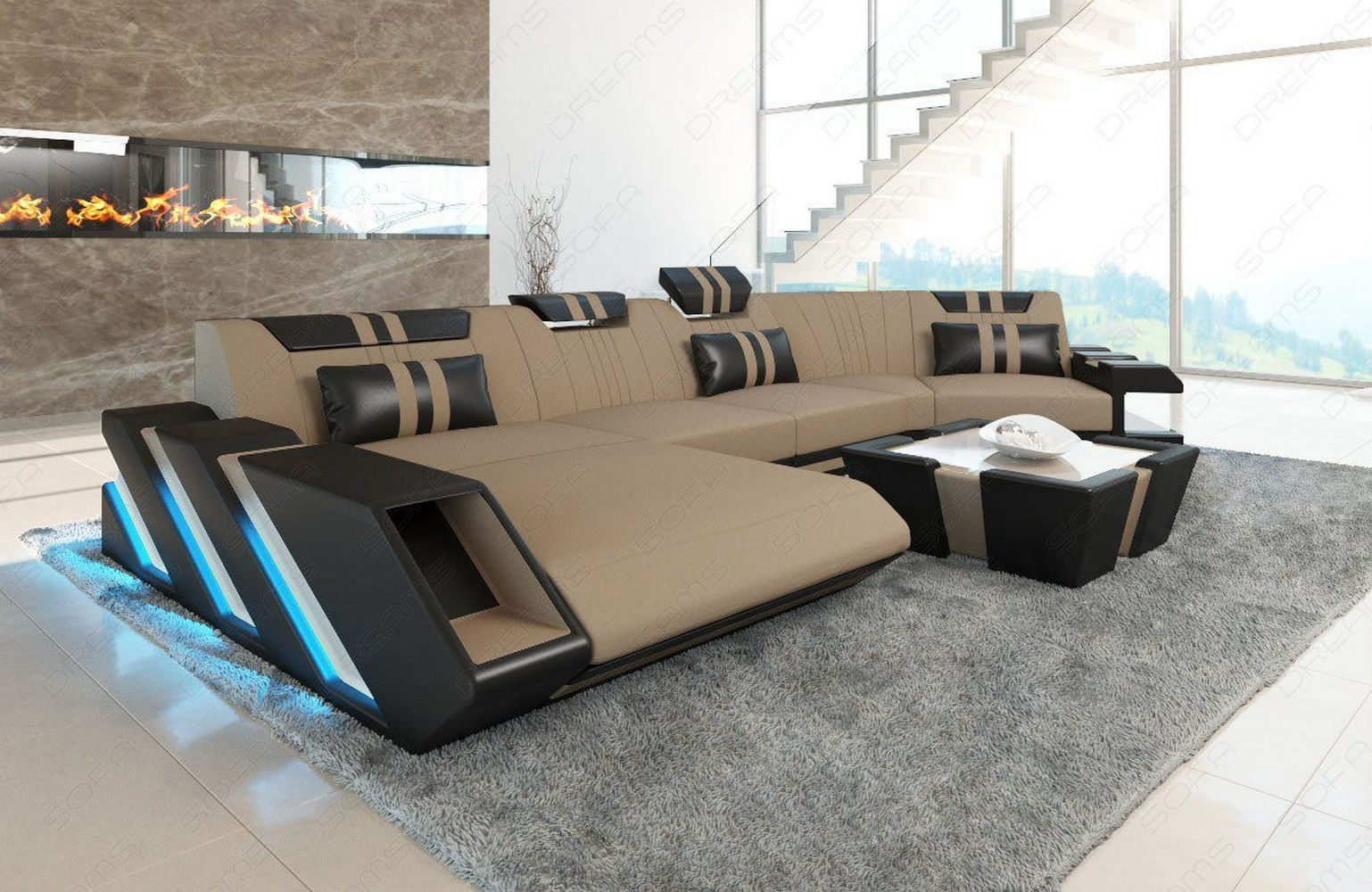 Stoff Wohnlandschaft Apollonia C-Form