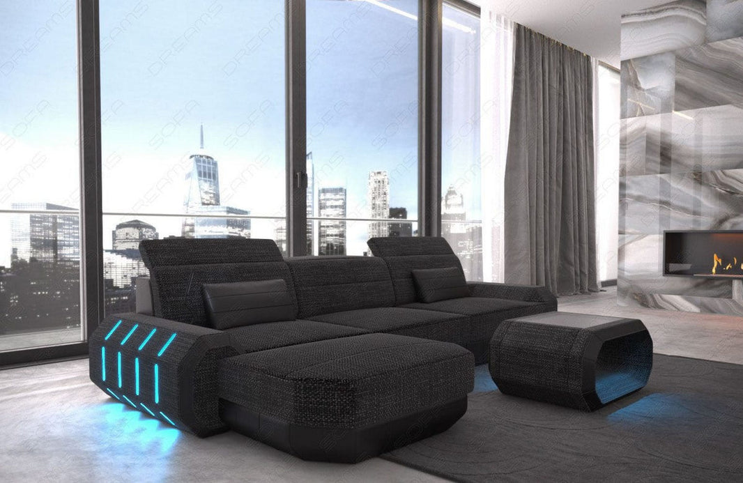 Couch Roma L-Form in Stoff