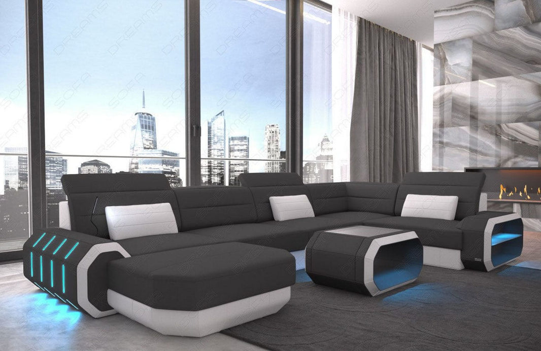 Wohnlandschaft Roma U-Form aus Stoff
