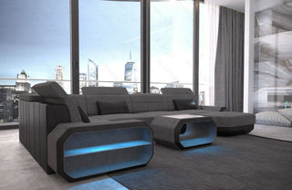 Wohnlandschaft Roma U-Form aus Stoff Grau-Schwarz