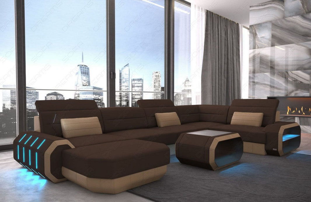 Wohnlandschaft Roma U-Form aus Stoff