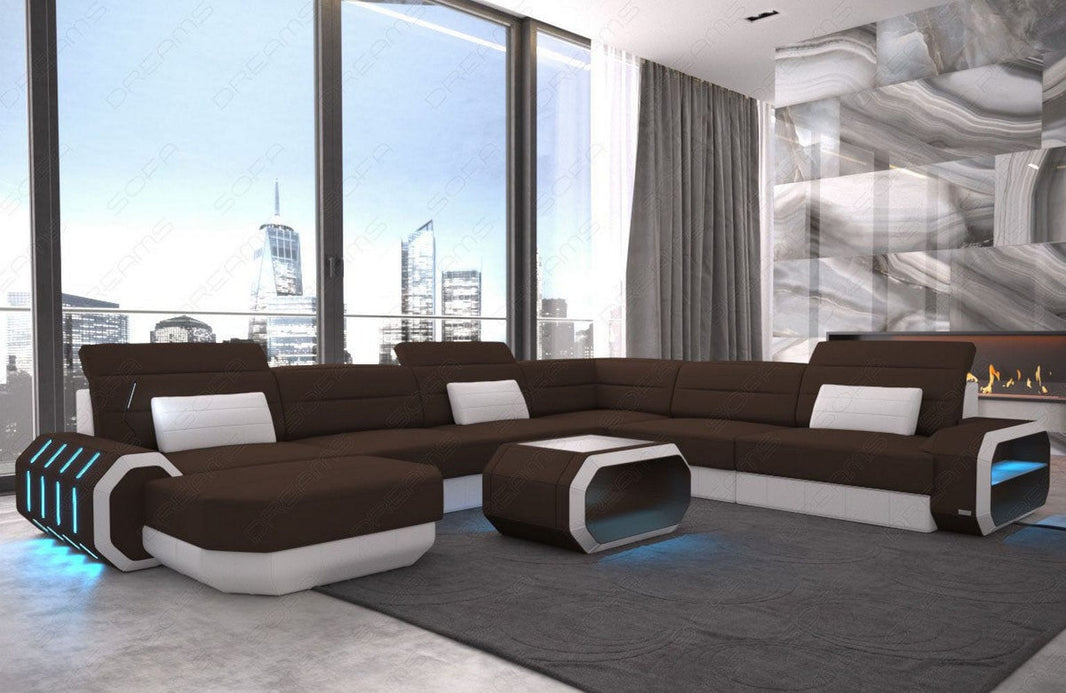XXL Stoff Wohnlandschaft Roma U-Form