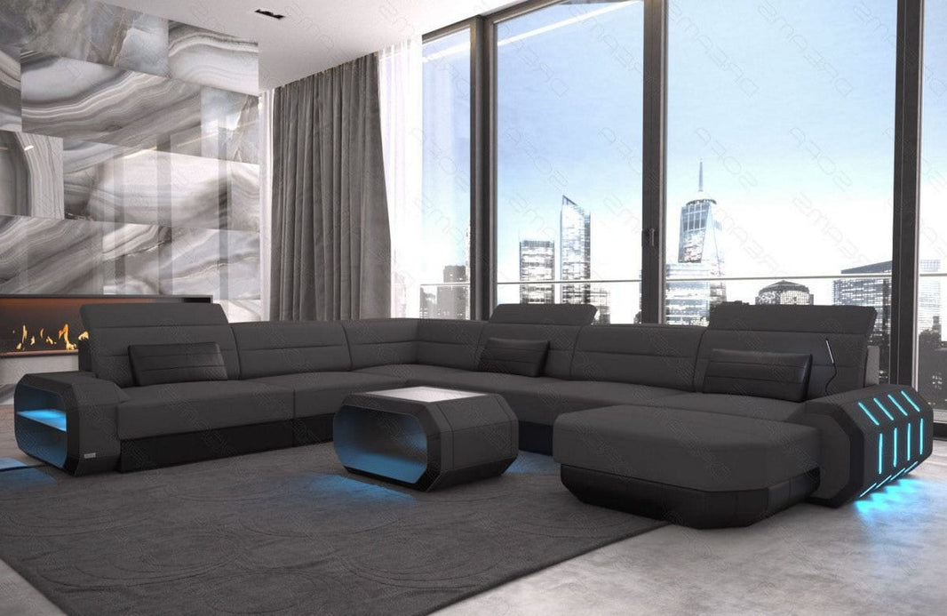 XXL Stoff Wohnlandschaft Roma U-Form