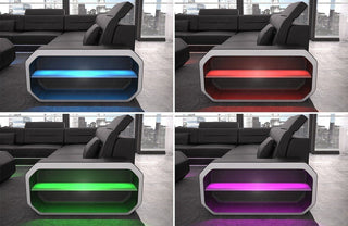 Ecksofa Verona L-Form aus Stoff Grau-Weiß