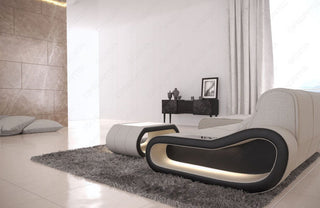 Ecksofa Concept Lang L-Form aus Stoff Elfenbein-Schwarz