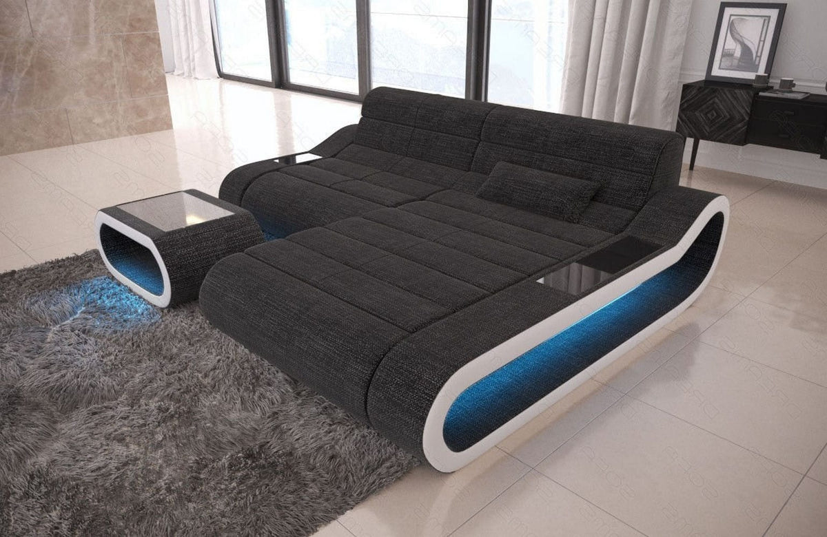 Stoff Ecksofa Concept L-Form Schwarzgrau-Weiß