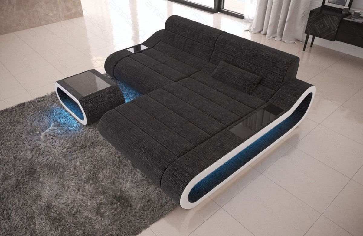 Stoff Ecksofa Concept L-Form Schwarzgrau-Weiß