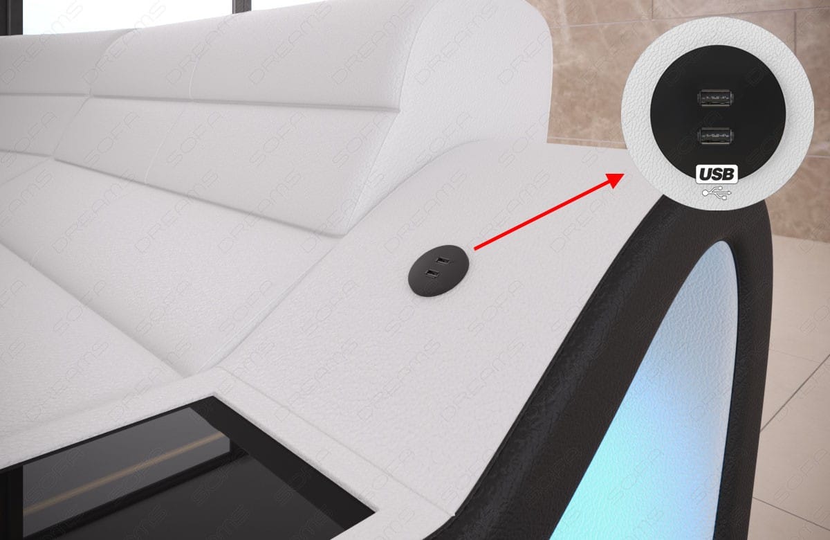 Stoff Ecksofa Concept L-Form Schwarzgrau-Weiß