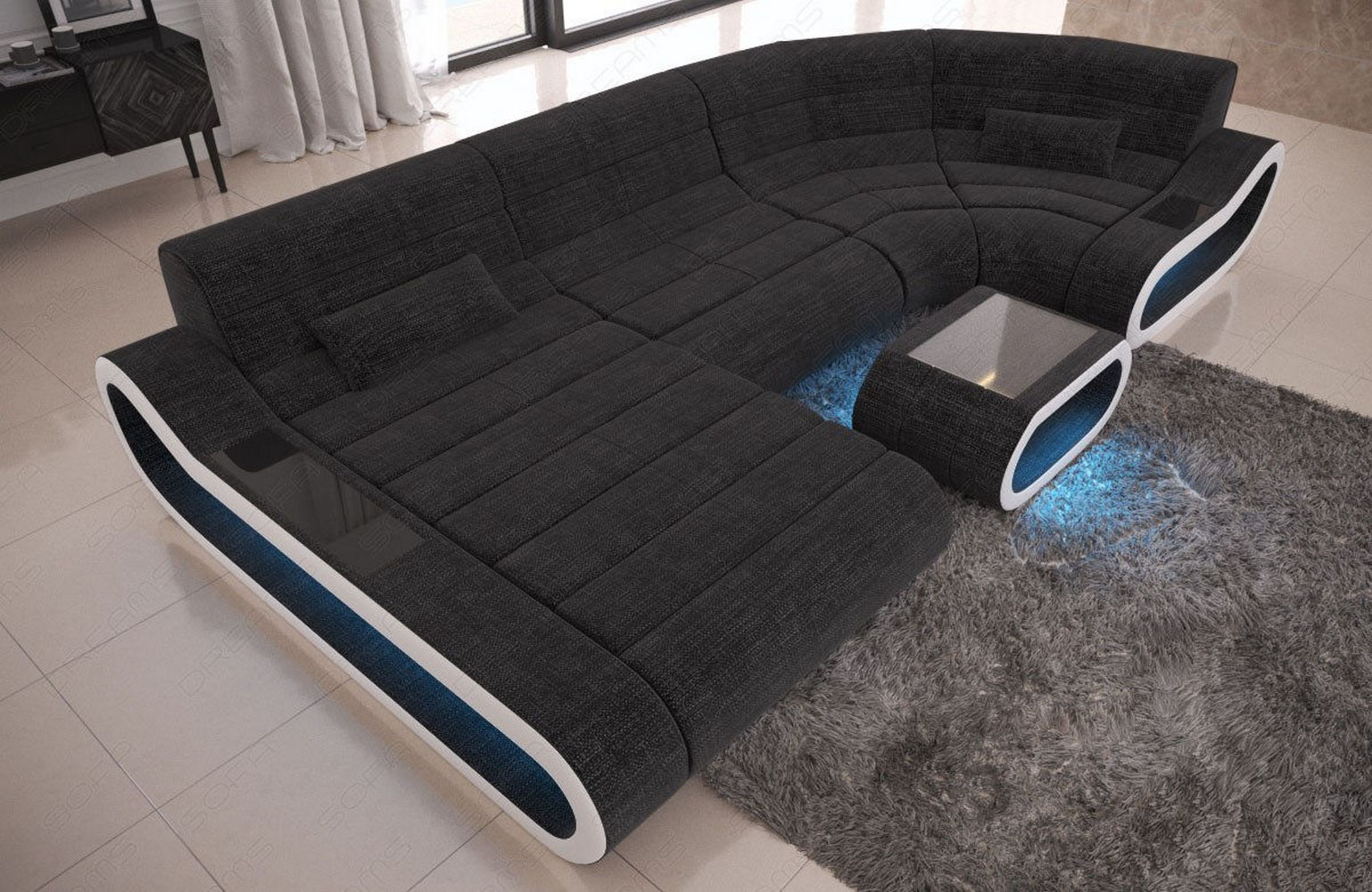 Wohnlandschaft Stoff Concept mit LED