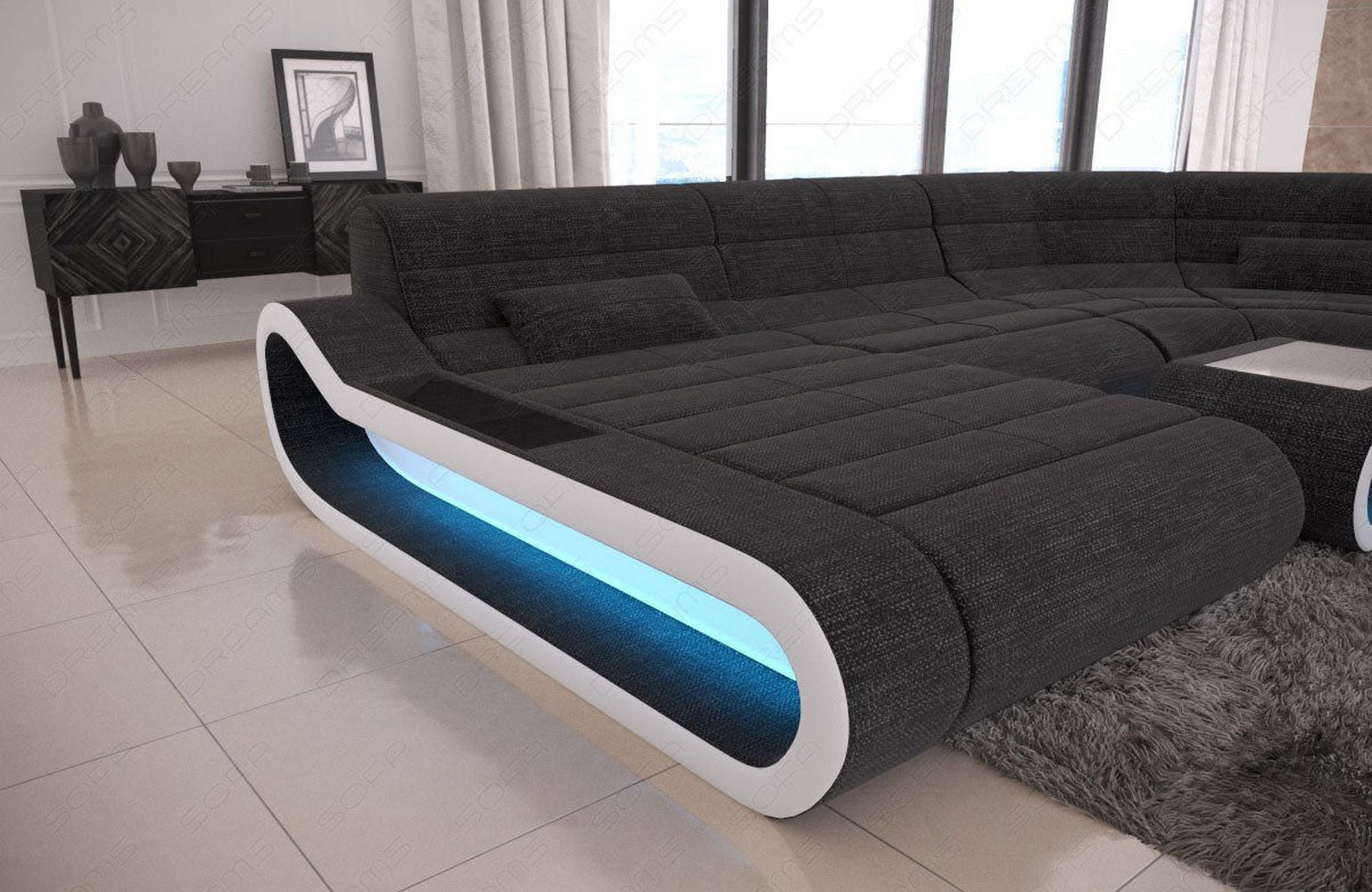 Wohnlandschaft Stoff Concept mit LED