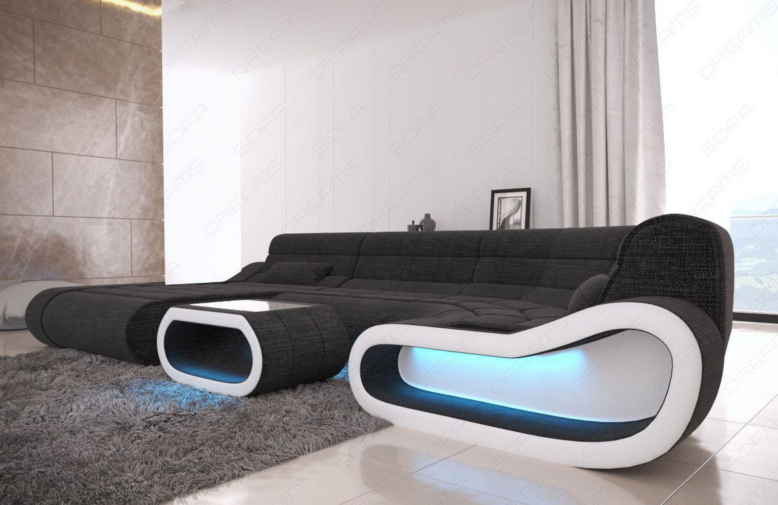 Wohnlandschaft Stoff Concept mit LED