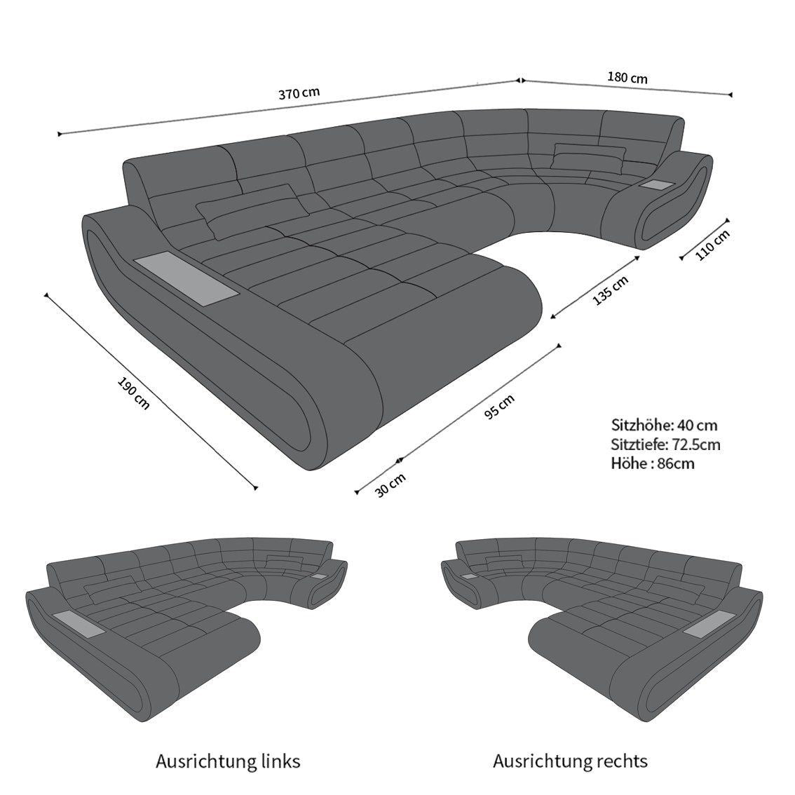 Wohnlandschaft Stoff Concept mit LED