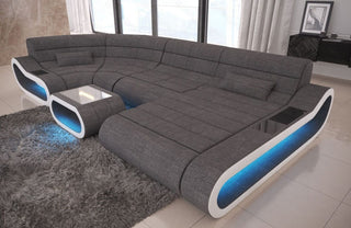 Stoff Wohnlandschaft Concept U-Form Grau-Weiß