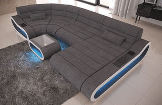Stoff Wohnlandschaft Concept U-Form Grau-Weiß