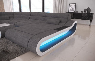 Stoff Wohnlandschaft Concept U-Form Grau-Weiß