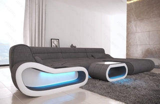 Stoff Wohnlandschaft Concept U-Form Grau-Weiß