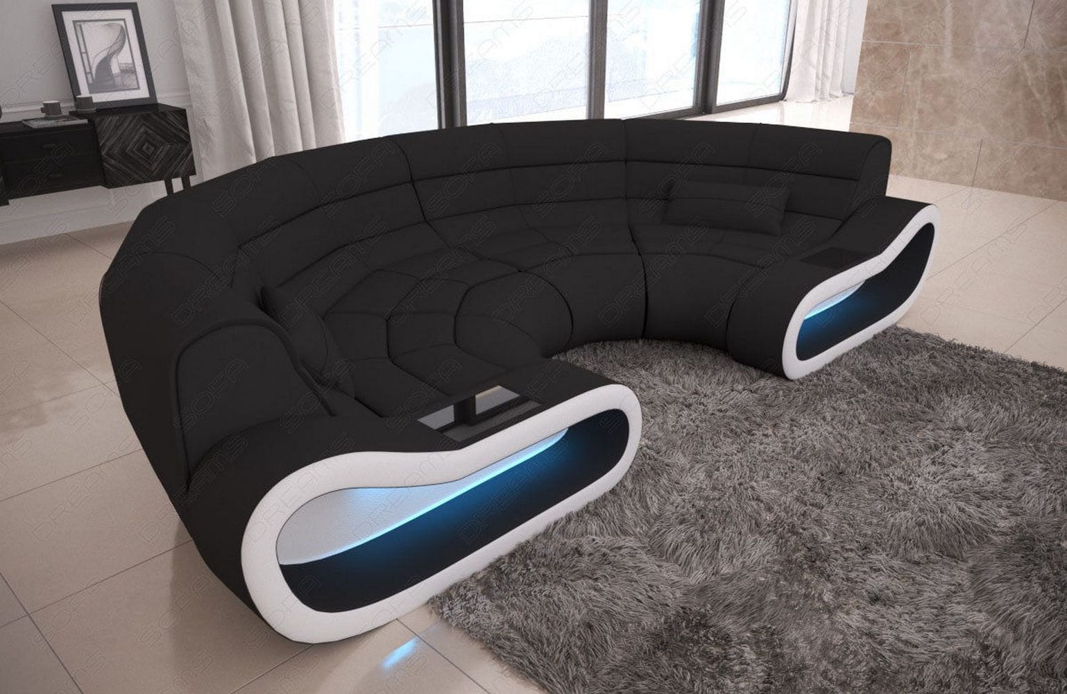 Bigsofa Concept Stoff Schwarz-Weiß