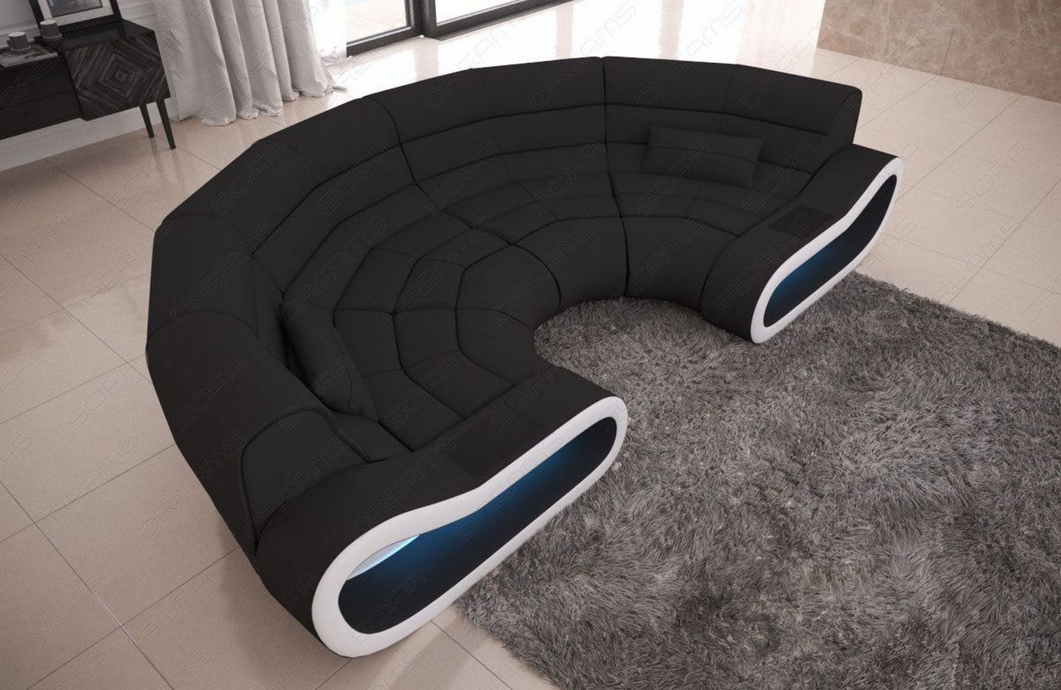Bigsofa Concept Stoff Schwarz-Weiß
