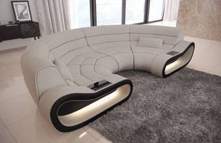 Stoff Bigsofa Concept U-Form Elfenbein-Schwarz