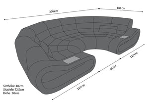 Stoff Bigsofa Concept U-Form Elfenbein-Schwarz