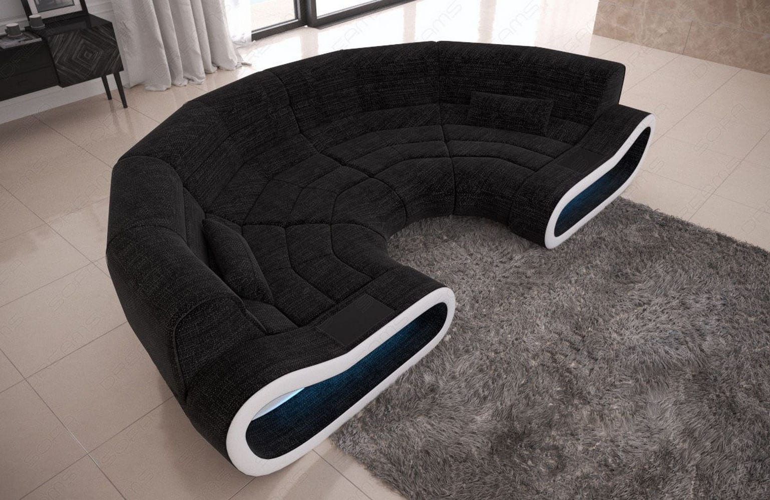 Bigsofa Concept Stoff Dunkelgrau-Weiß