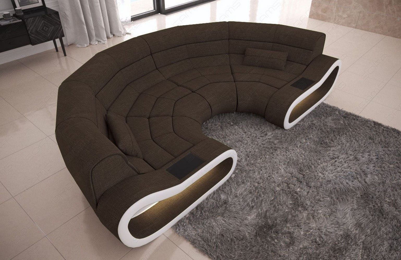 Bigsofa Concept Stoff Braun-Weiß