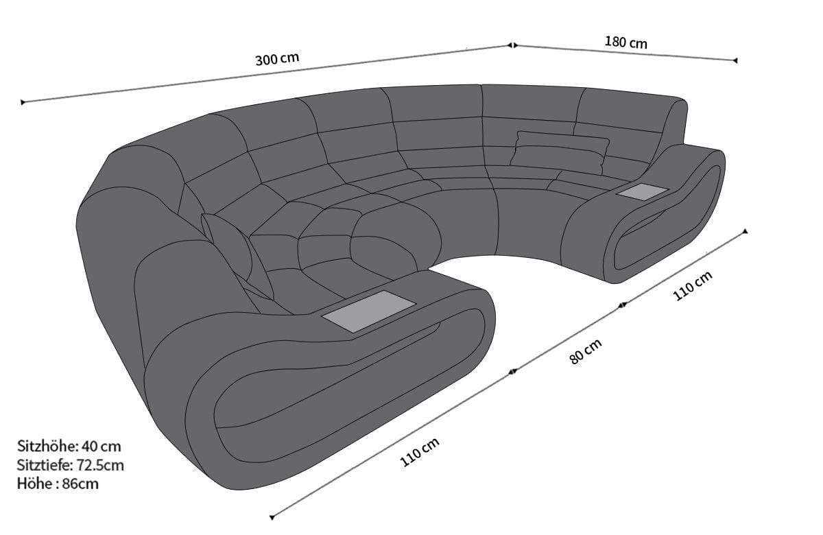 Bigsofa Concept Stoff Braun-Weiß