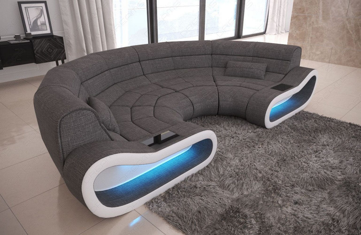 Bigsofa Concept Stoff Grau-Weiß